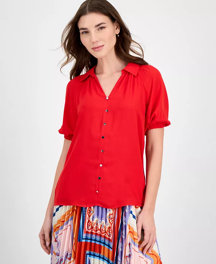 Женская однотонная блузка из жоржета с разрезом на горловине T Tahari, красный
Женская однотонная блузка из жоржета с разрезом на горловине T Tahari, красный