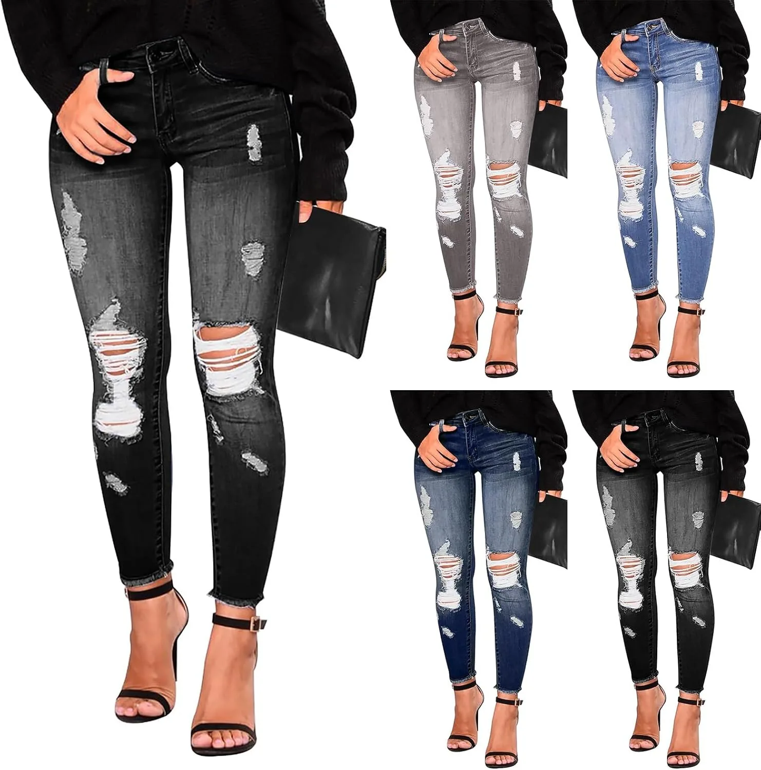 Женские джинсы Mom Jeans скинни, эластичный пояс, рваный край
Женские джинсы Mom Jeans скинни, эластичный пояс, рваный край