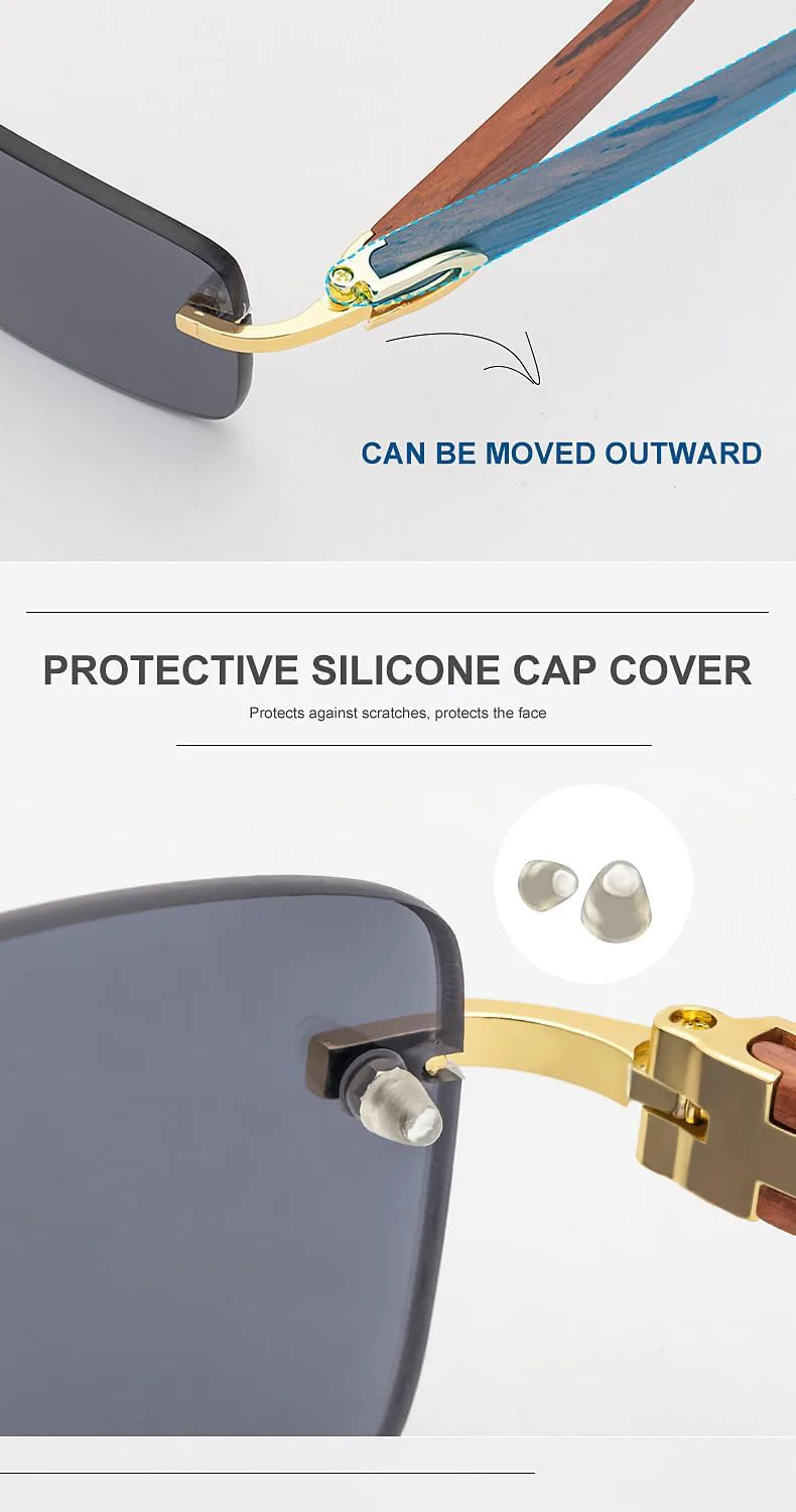 Мужские солнцезащитные очки с деревянными дужками, легкие, без оправы, в стиле «рогатка», роскошный модный аксессуар для повседневного ношения GDKPJDT, 5
Мужские солнцезащитные очки с деревянными дужками, легкие, без оправы, в стиле «рогатка», роскошный модный аксессуар для повседневного ношения GDKPJDT, 5