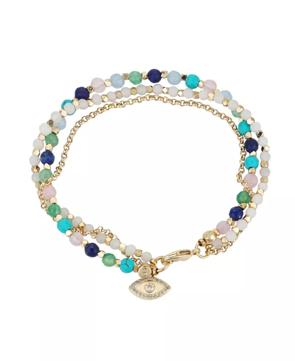 Тройной многорядный амулет от сглаза из бусинок, покрытый серебром золотистого оттенка Unwritten, white
Тройной многорядный амулет от сглаза из бусинок, покрытый серебром золотистого оттенка Unwritten, white