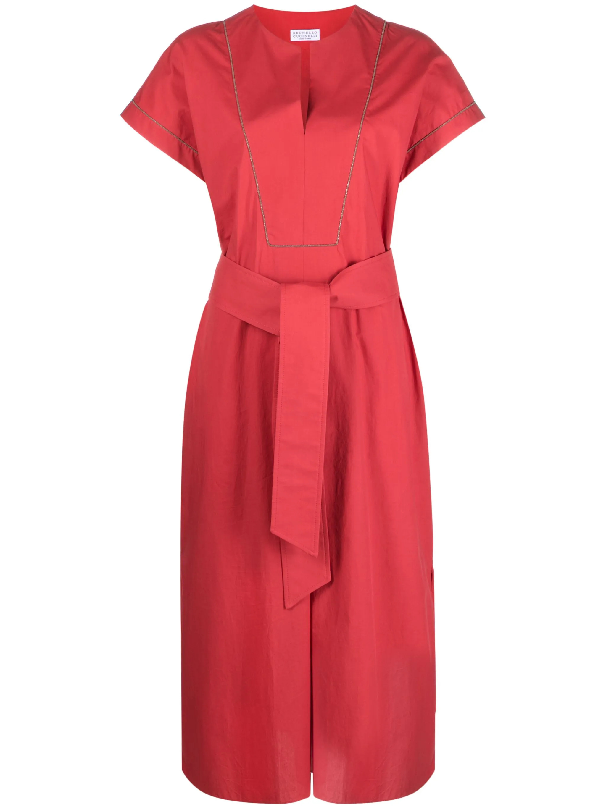 Платье с рукавами кап и поясом Brunello Cucinelli, красный
Платье с рукавами кап и поясом Brunello Cucinelli, красный