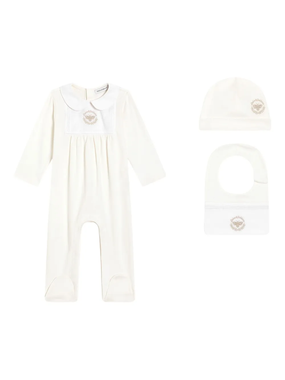 Комплект для новорожденного с вышивкой Dolce & Gabbana Kids, белый 
Комплект для новорожденного с вышивкой Dolce & Gabbana Kids, белый