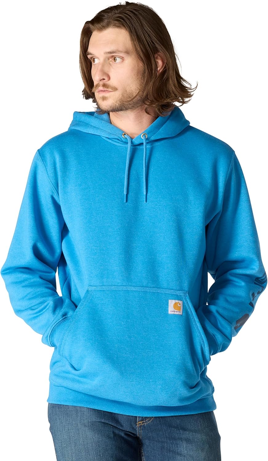 Carhartt мужская толстовка с логотипом на рукаве, свободный крой, средней плотности, Horizon Blue Heather
Carhartt мужская толстовка с логотипом на рукаве, свободный крой, средней плотности, Horizon Blue Heather