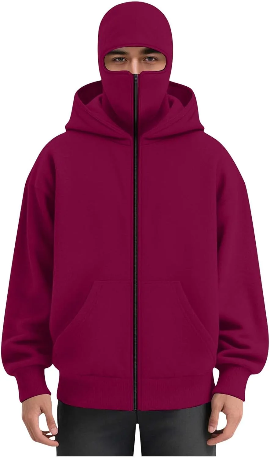 Мужской балаклава-худи с полной застежкой-молнией и карманом
Мужской балаклава-худи с полной застежкой-молнией и карманом