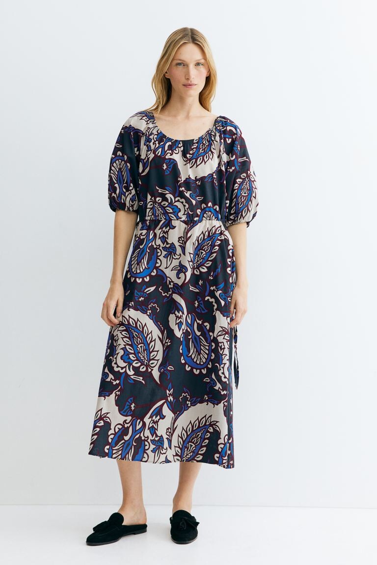 Хлопковое платье с завязками H&M, синий
Хлопковое платье с завязками H&M, синий