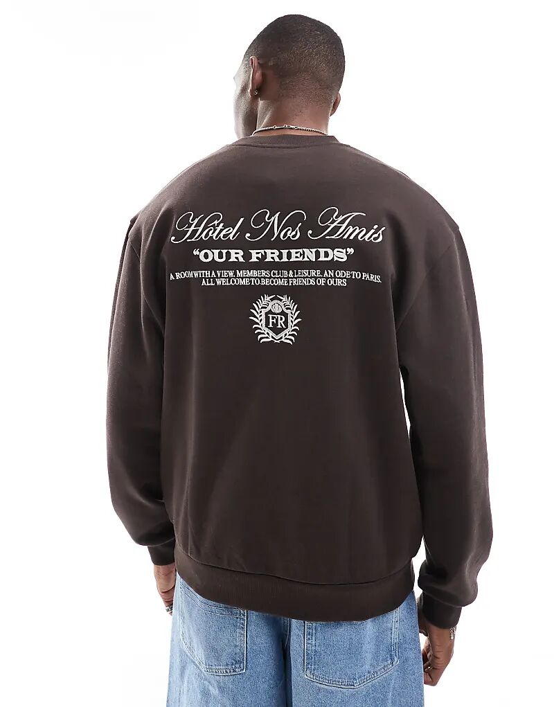 Толстовка оверсайз с принтом темно-коричневого цвета ASOS DESIGN 
Толстовка оверсайз с принтом темно-коричневого цвета ASOS DESIGN