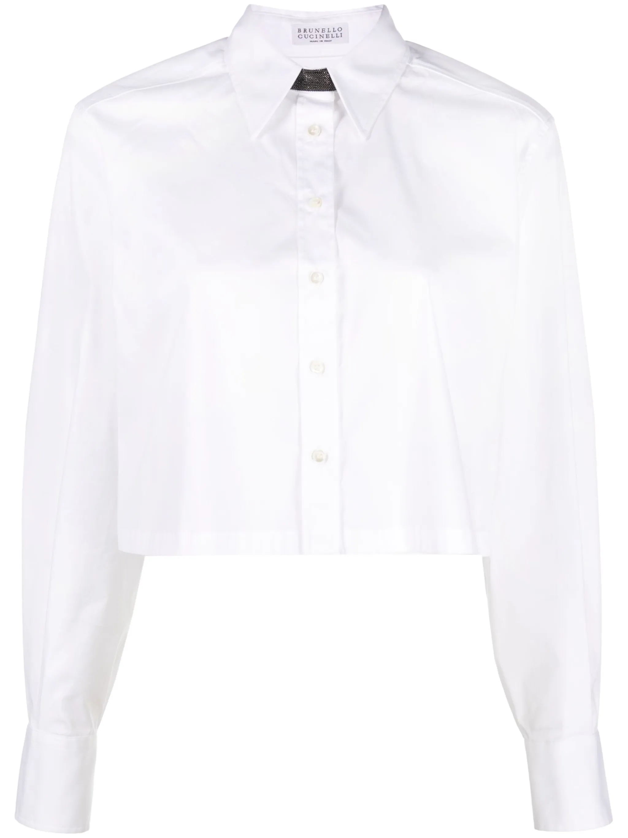 Укороченная рубашка с длинными рукавами Brunello Cucinelli, белый
Укороченная рубашка с длинными рукавами Brunello Cucinelli, белый