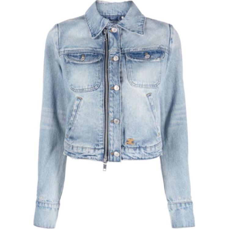 COURREGES Застёгивающаяся на молнию джинсовая куртка, Blue
COURREGES Застёгивающаяся на молнию джинсовая куртка, Blue