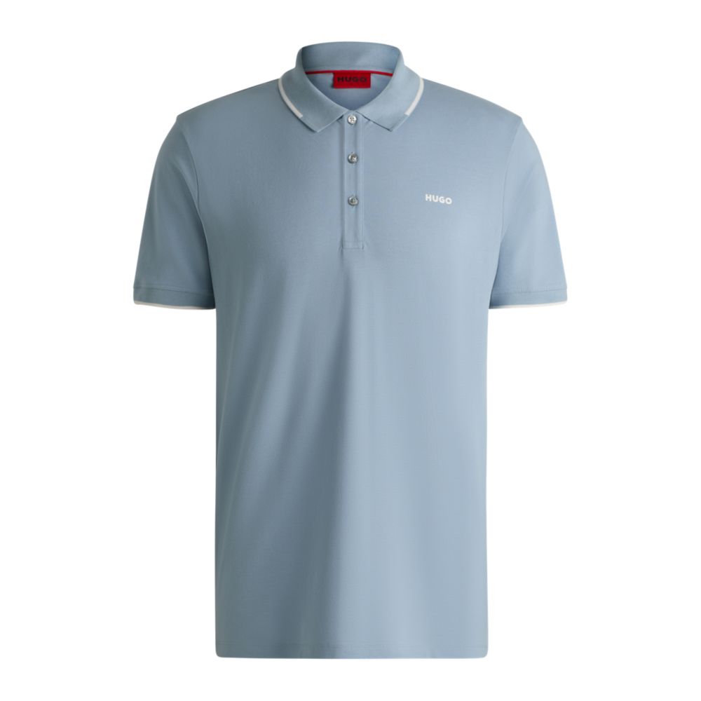 Рубашка-поло облегающего кроя из эластичного хлопка с напечатанным логотипом HUGO, светло-голубой
Рубашка-поло облегающего кроя из эластичного хлопка с напечатанным логотипом HUGO, светло-голубой
