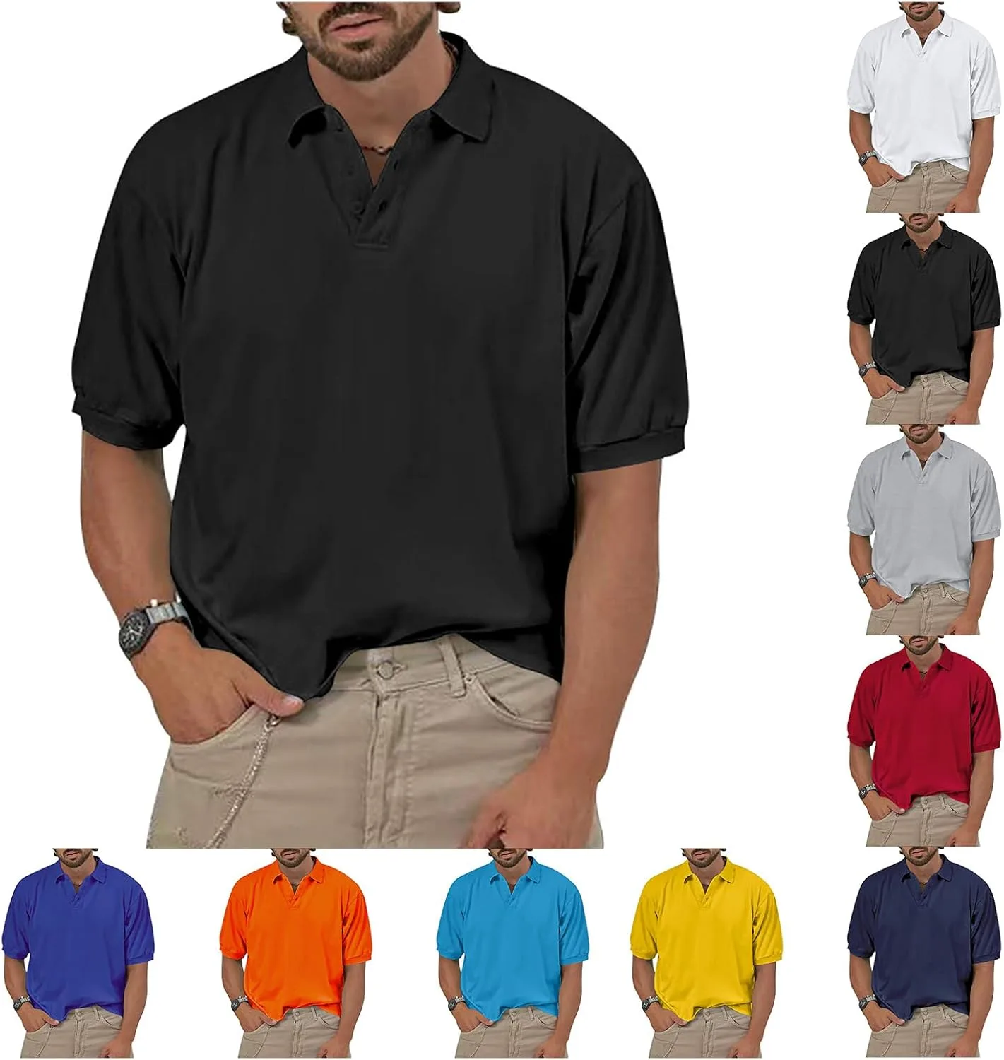 Мужская поло Thatrich легкая свободная футболка с коротким рукавом
Мужская поло Thatrich легкая свободная футболка с коротким рукавом