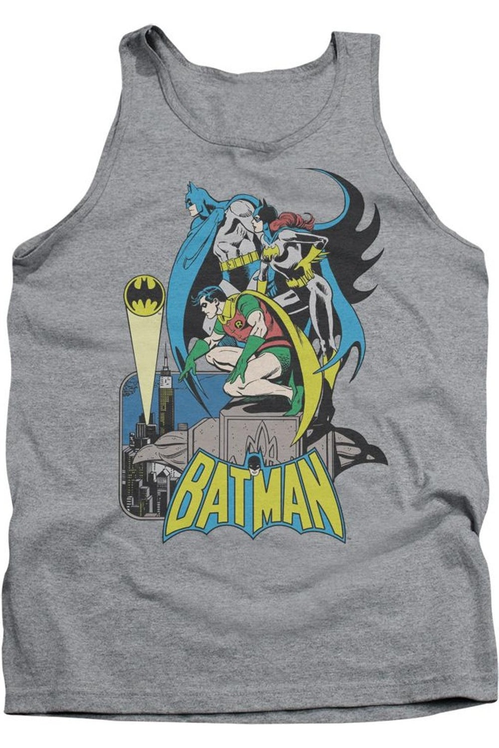 Майка для взрослых DC Comics Batman Heroic Trio Gildan, цвет athletic heather 
Майка для взрослых DC Comics Batman Heroic Trio Gildan, цвет athletic heather