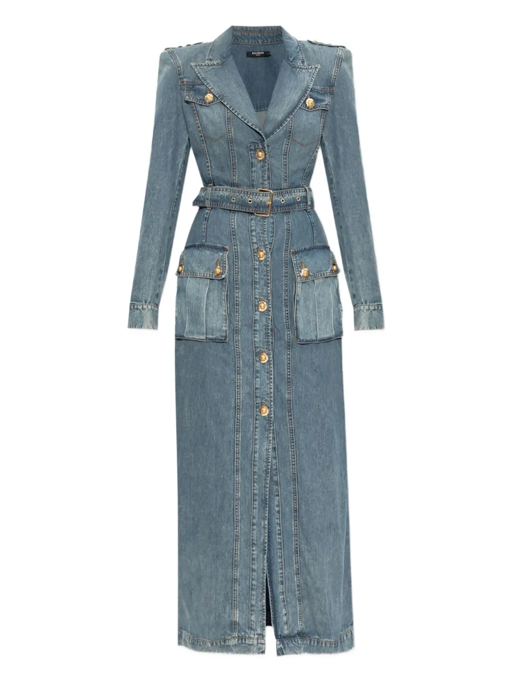 Джинсовое платье макси с поясом BALMAIN, синий
Джинсовое платье макси с поясом BALMAIN, синий