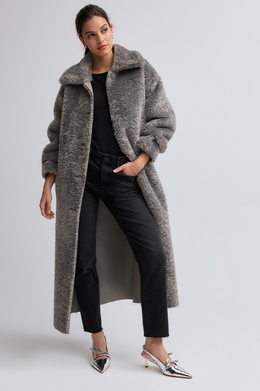 Пальто из плюшевого мишки Next, серый 
Пальто из плюшевого мишки Next, серый