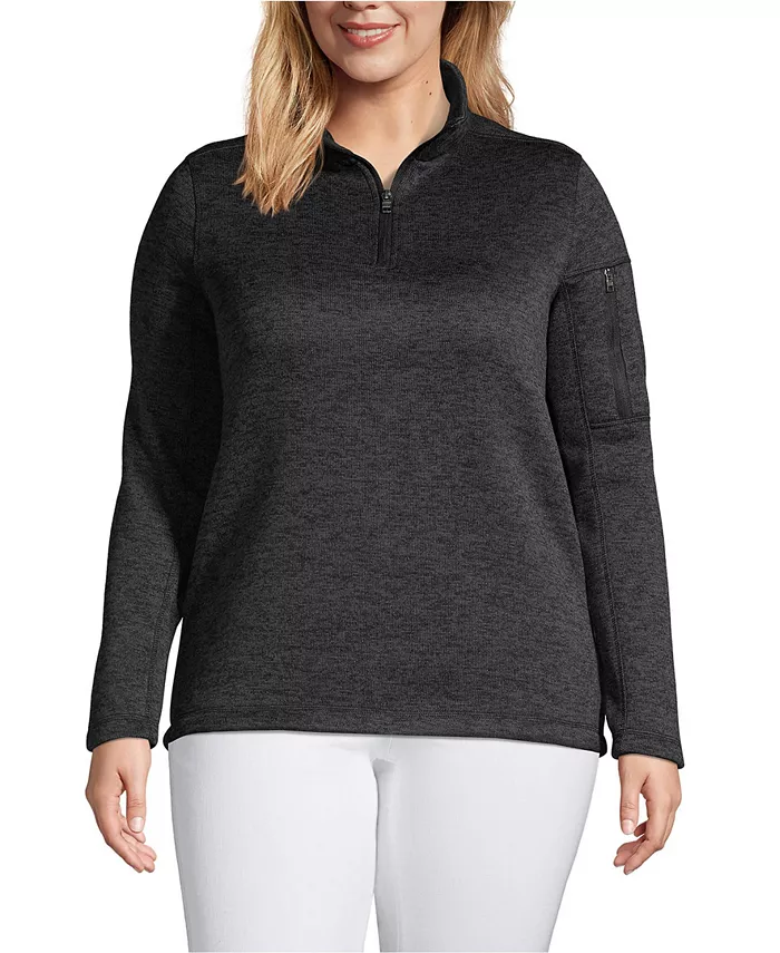 Свитер больших размеров из флиса с застежкой-молнией на четверть дюйма Lands' End, черный
Свитер больших размеров из флиса с застежкой-молнией на четверть дюйма Lands' End, черный