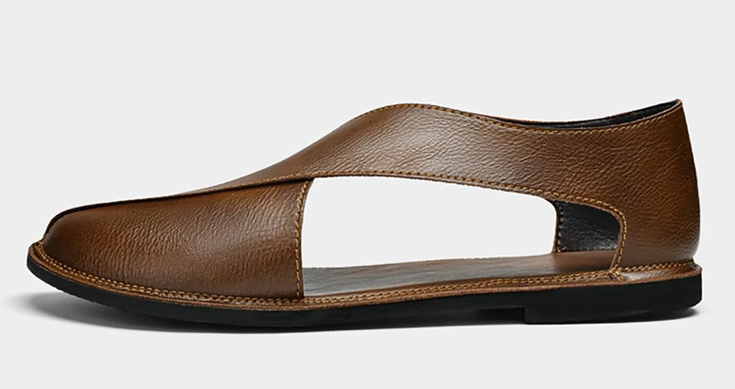 Мужские мягкие кожаные сандалии с закрытым носком на плоской подошве, слипоны, легкие дышащие сандалии для вождения, уличные нескользящие сандалии с отверстиями в стиле 'рыбак', повседневные DifaBack, коричневый
Мужские мягкие кожаные сандалии с закрытым носком на плоской подошве, слипоны, легкие дышащие сандалии для вождения, уличные нескользящие сандалии с отверстиями в стиле 'рыбак', повседневные DifaBack, коричневый