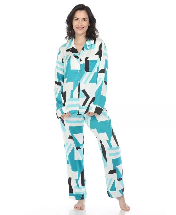 Женский атласный пижамный комплект с принтом White Mark, синий
Женский атласный пижамный комплект с принтом White Mark, синий