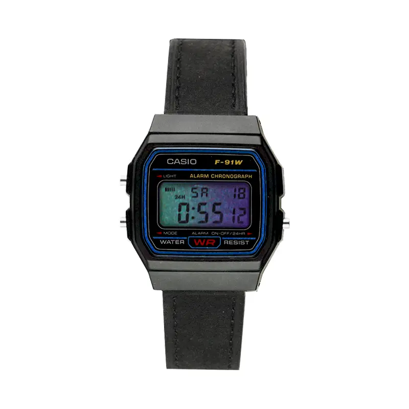 CASIO Ретро серия кварцевый механизм натуральный кожаный ремешок унисекс черный циферблат часы