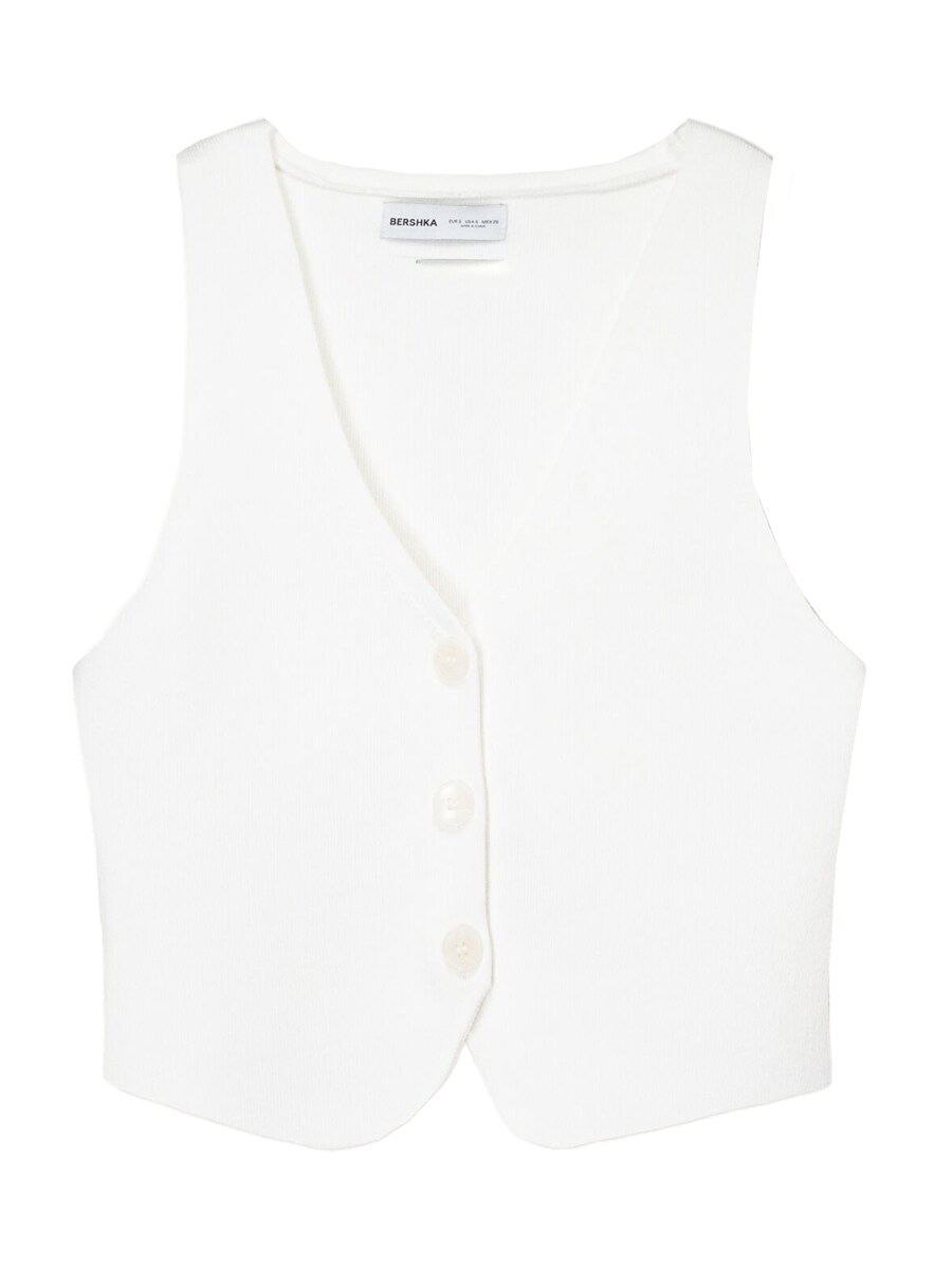 Вязаный жилет Bershka, белый
Вязаный жилет Bershka, белый