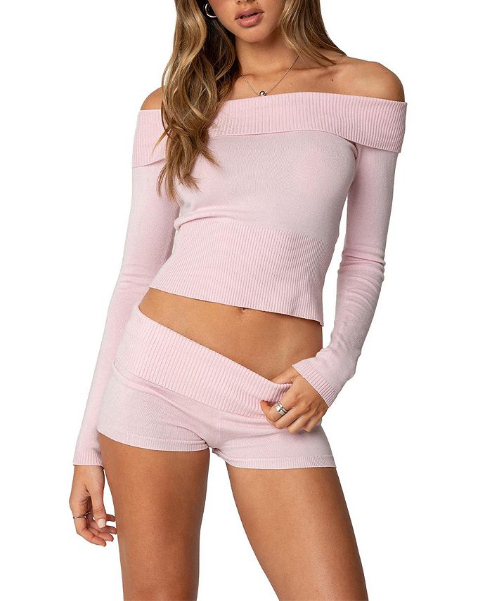 Джемси Джемми Складной Трикотажный Топ Edikted, розовый 
Джемси Джемми Складной Трикотажный Топ Edikted, розовый