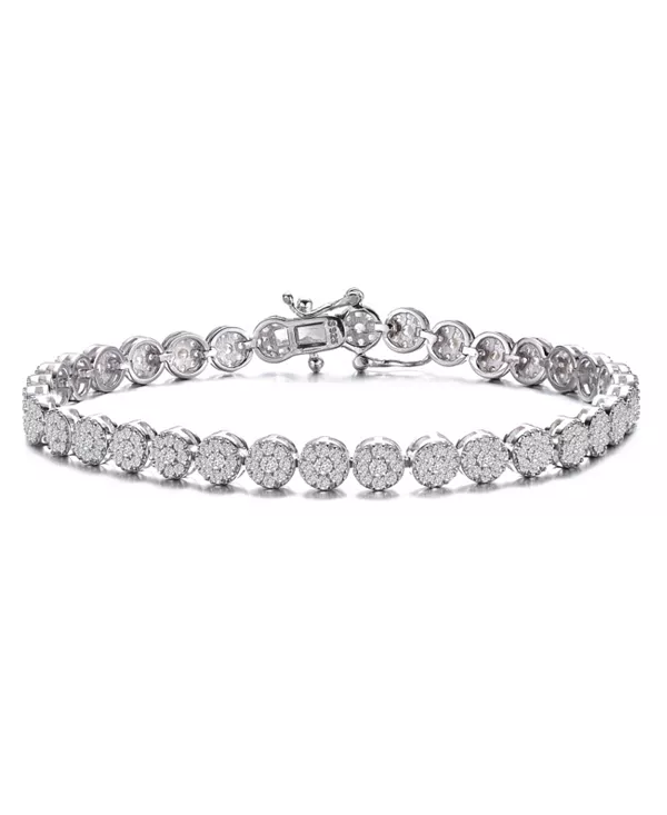 Теннисный браслет из стерлингового серебра с белым золотом и кластером кубических цирконий Genevive, silver
Теннисный браслет из стерлингового серебра с белым золотом и кластером кубических цирконий Genevive, silver