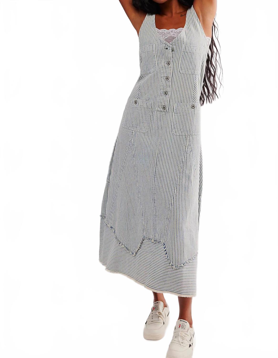 Free People Полосатое платье-миди без рукавов Bendita, темно-синее/белое
Free People Полосатое платье-миди без рукавов Bendita, темно-синее/белое