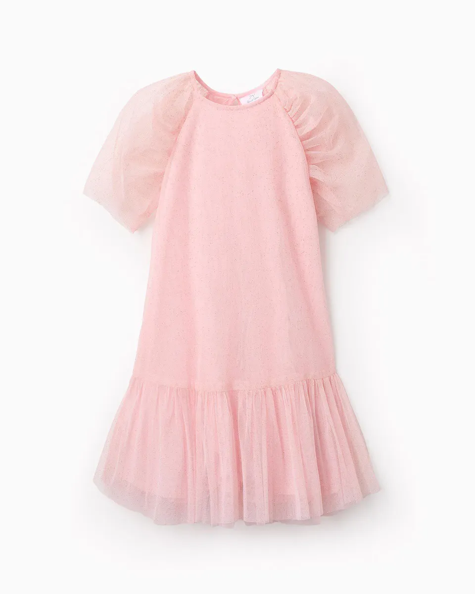 Платье для девочки из блестящего тюля Zippy, розовый
Платье для девочки из блестящего тюля Zippy, розовый