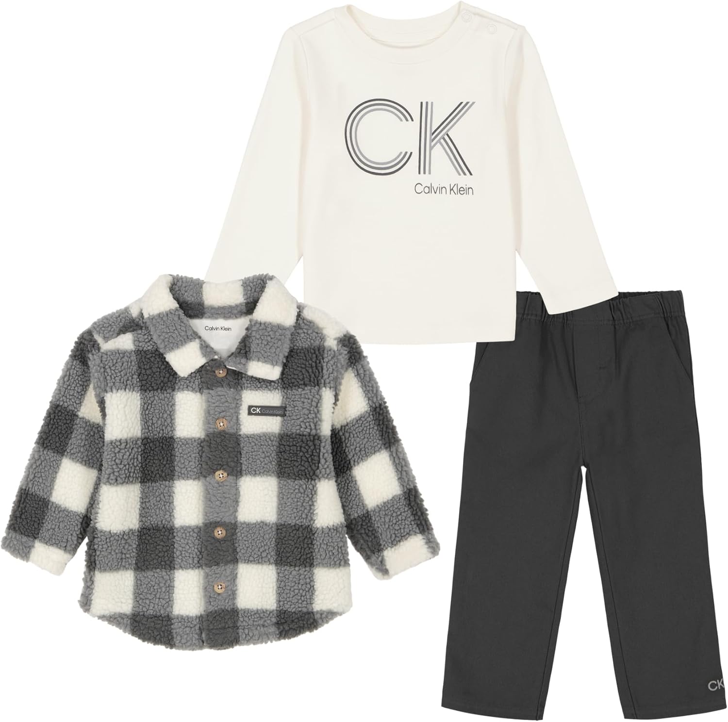 Комплект из 3 предметов для малышей Calvin Klein Shacket Pant, Concrete/Worf Grey/Antique White
Комплект из 3 предметов для малышей Calvin Klein Shacket Pant, Concrete/Worf Grey/Antique White