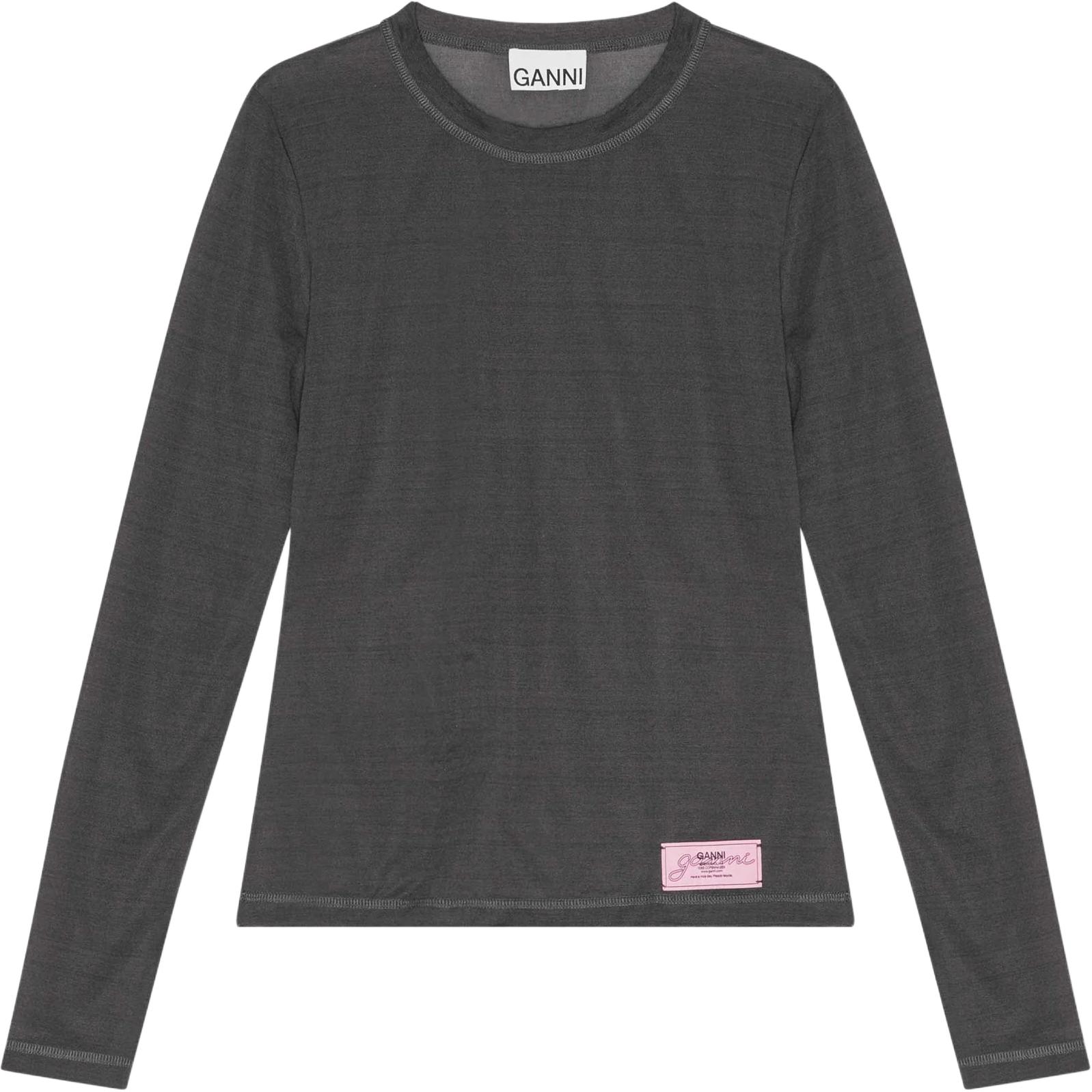 Полупрозрачный сетчатый джерси топ с длинными рукавами GANNI, темно-серый
Полупрозрачный сетчатый джерси топ с длинными рукавами GANNI, темно-серый