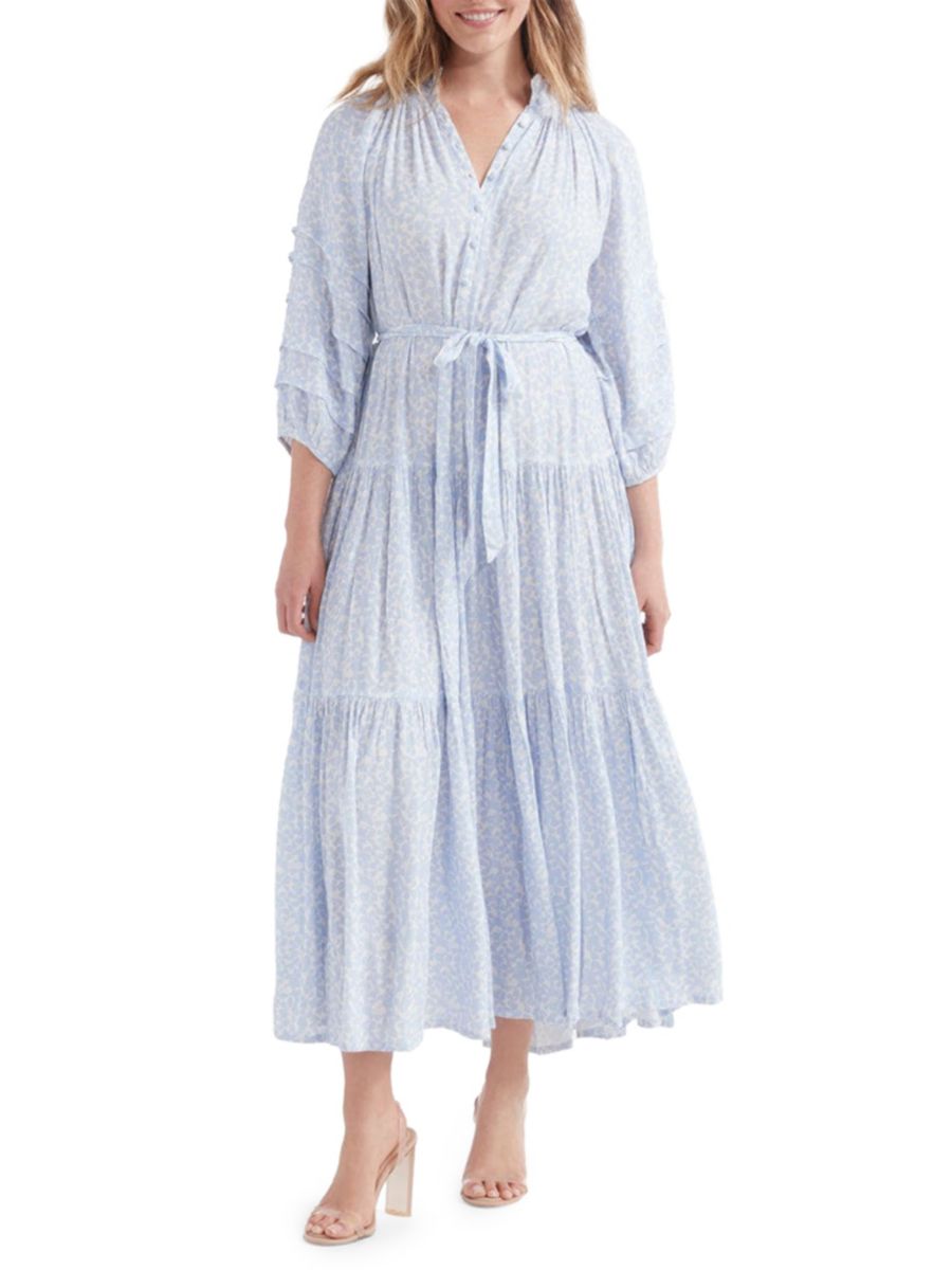 Длинное платье с цветочным поясом Hermoza, цвет Blue Floral 
Длинное платье с цветочным поясом Hermoza, цвет Blue Floral