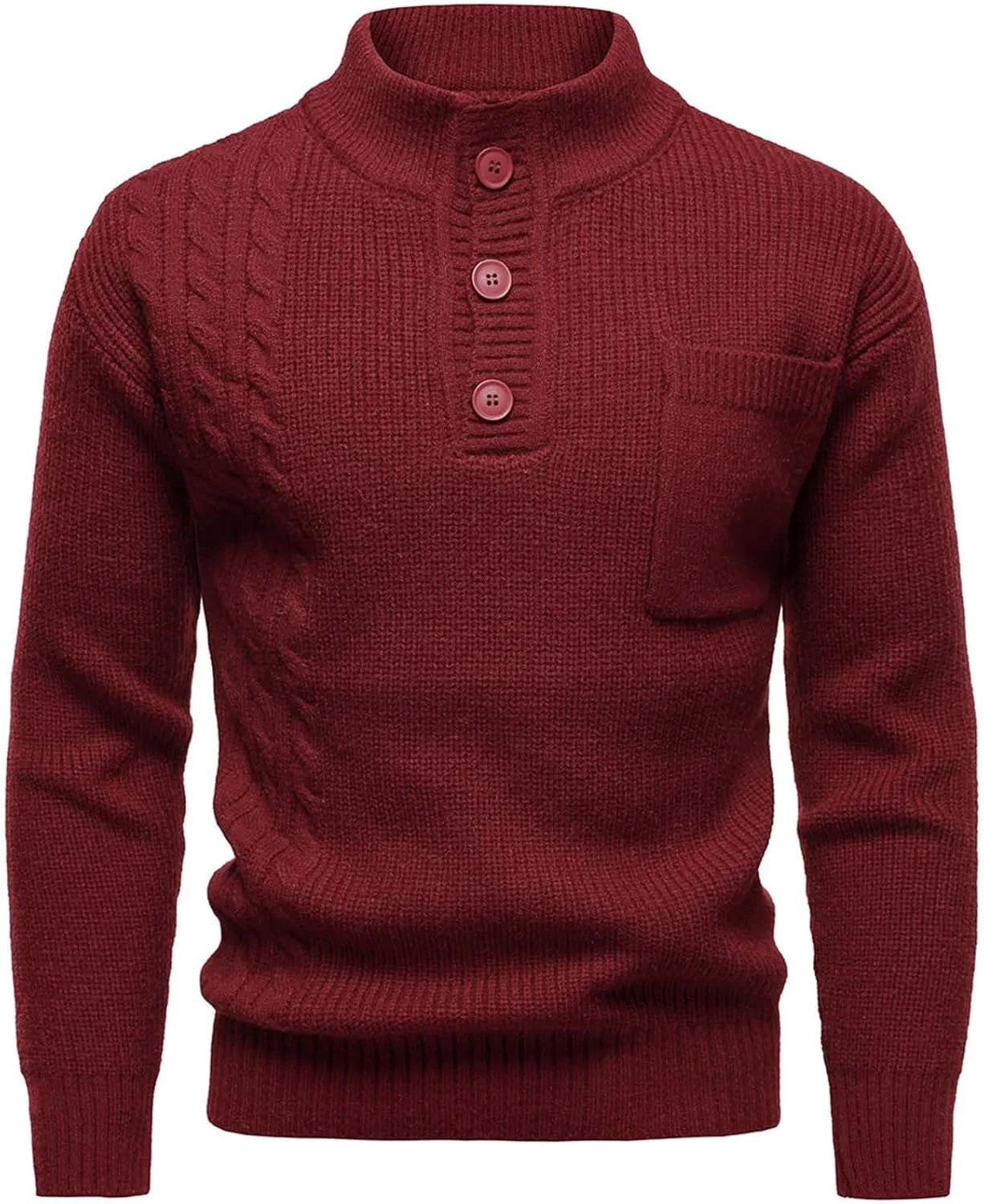 Мужской свитер хенли с длинными рукавами, четвертью пуговиц и карманом
Мужской свитер хенли с длинными рукавами, четвертью пуговиц и карманом