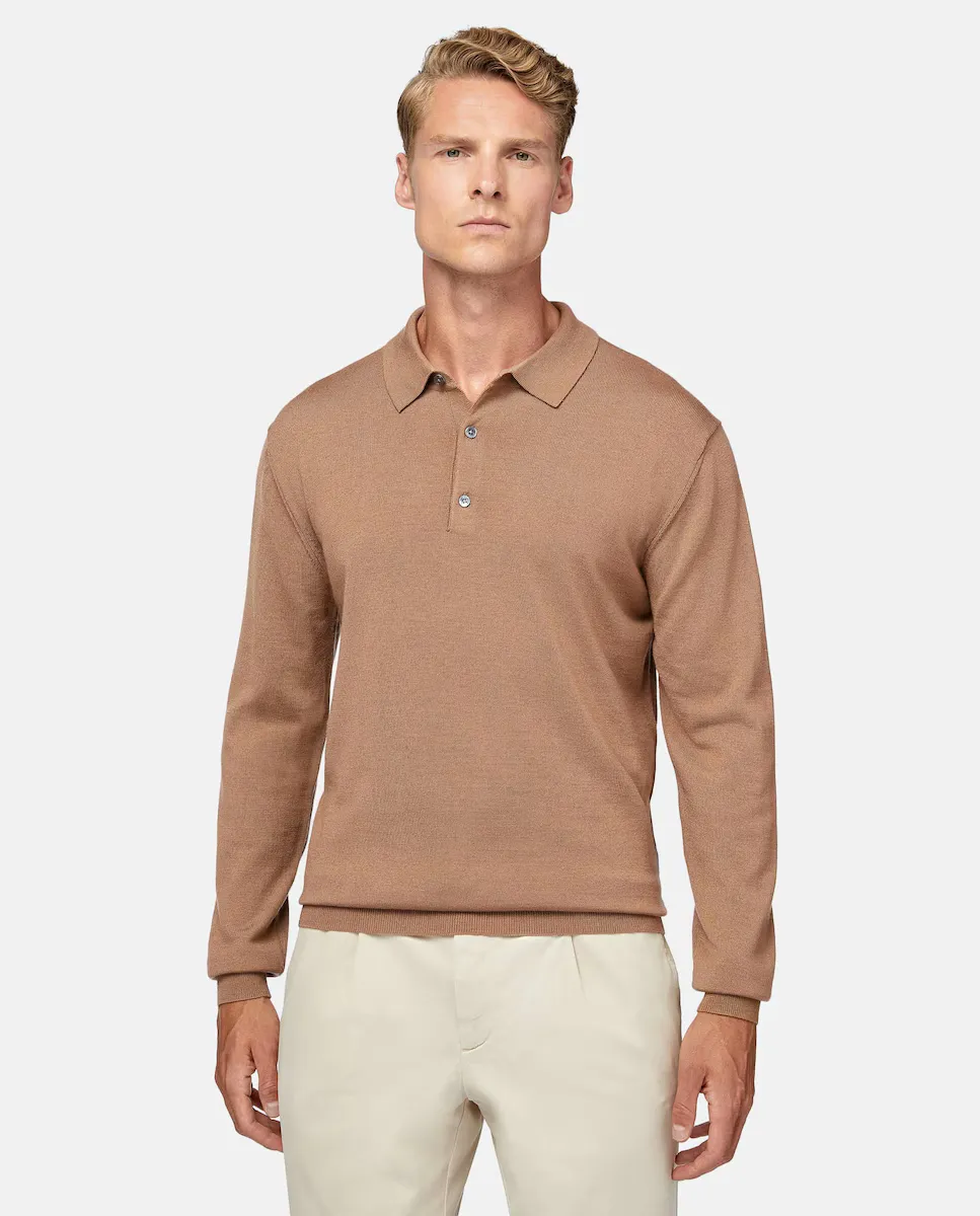 Мужской шерстяной свитер в стиле поло Boggi Milano, коричневый
Мужской шерстяной свитер в стиле поло Boggi Milano, коричневый