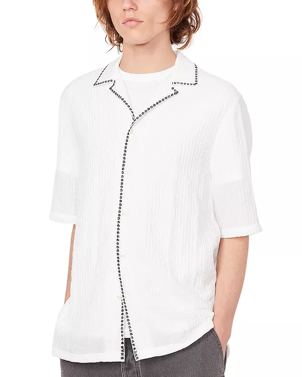 Рубашка Эрен с коротким рукавом и вышивкой из жатой ткани Officine Générale, белый
Рубашка Эрен с коротким рукавом и вышивкой из жатой ткани Officine Générale, белый