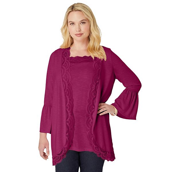 Женский кардиган с кружевными деталями и топ Roaman'S, Berry Twist
Женский кардиган с кружевными деталями и топ Roaman'S, Berry Twist