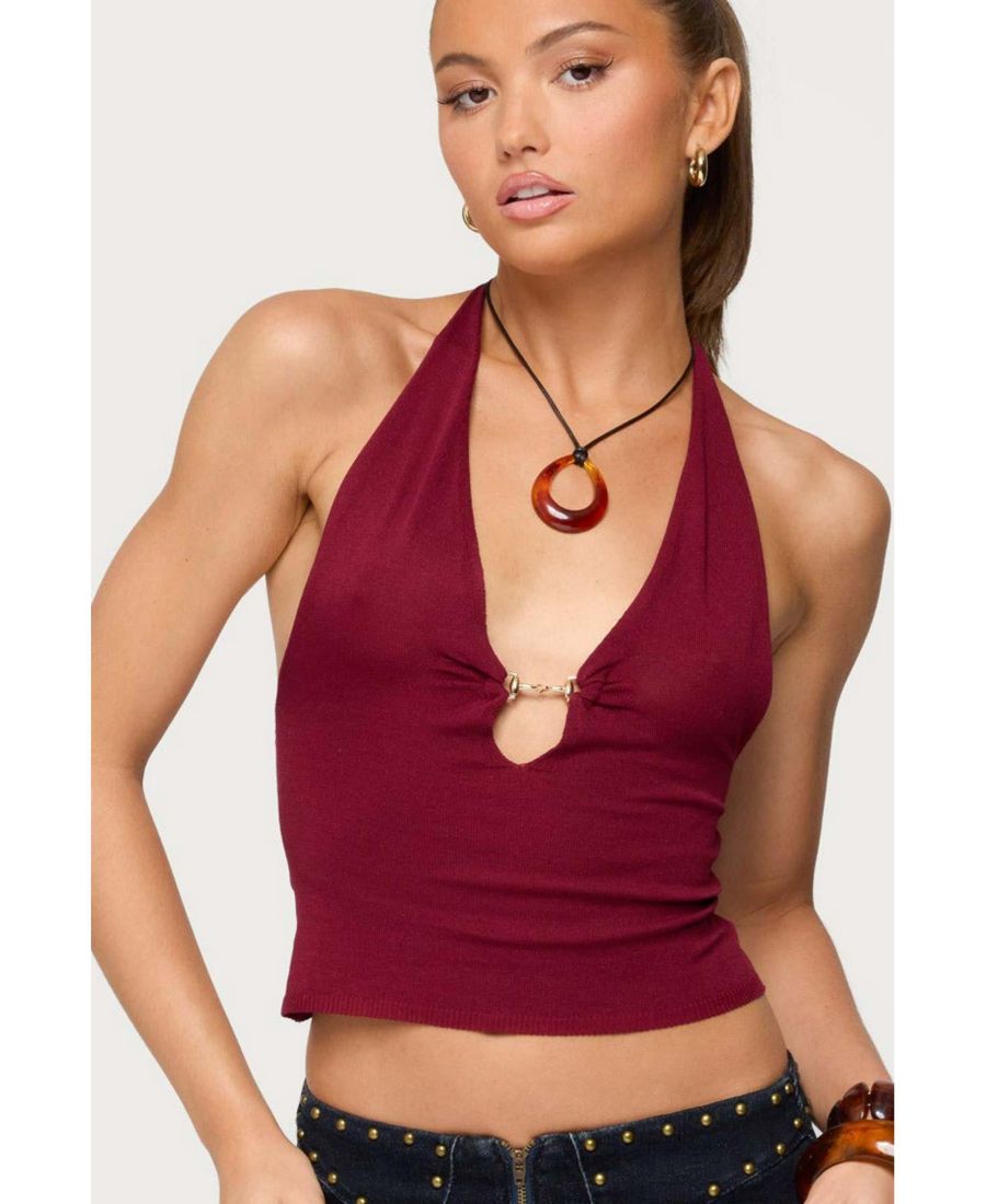 Женский вязаный топ с глубоким вырезом и лямкой Missie Edikted, Burgundy
Женский вязаный топ с глубоким вырезом и лямкой Missie Edikted, Burgundy
