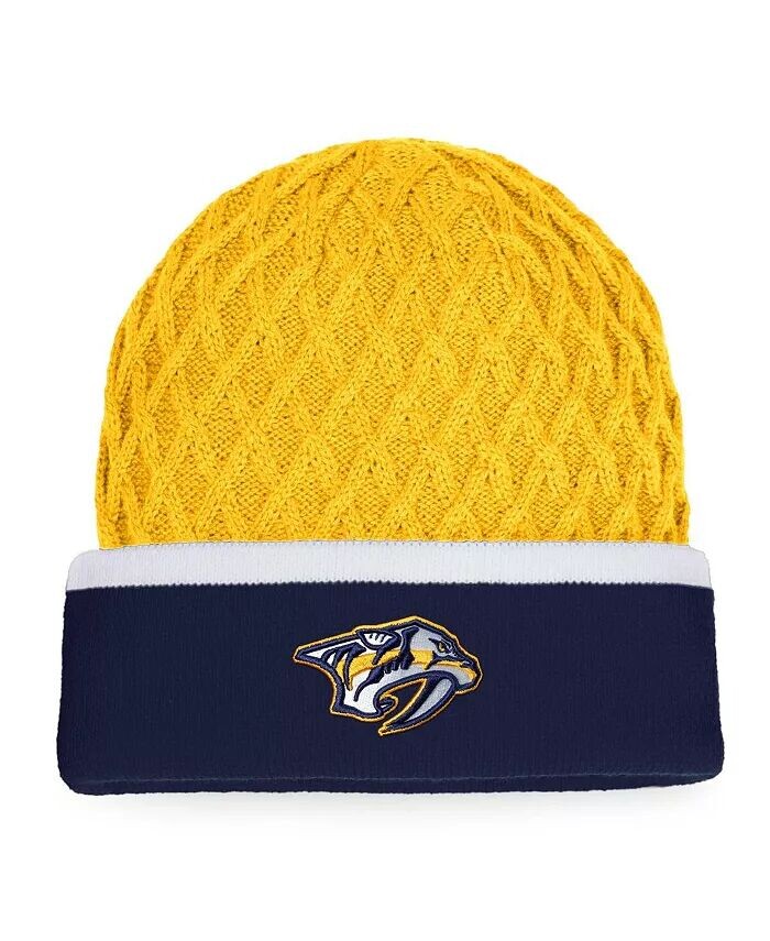 Мужская золотисто-темно-синяя вязаная шляпа Nashville Predators Iconic в полоску с манжетами Fanatics, золотой
Мужская золотисто-темно-синяя вязаная шляпа Nashville Predators Iconic в полоску с манжетами Fanatics, золотой