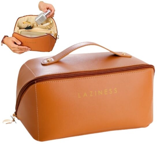 Большая коричневая кожаная дорожная косметичка, Inna marka
Большая коричневая кожаная дорожная косметичка, Inna marka