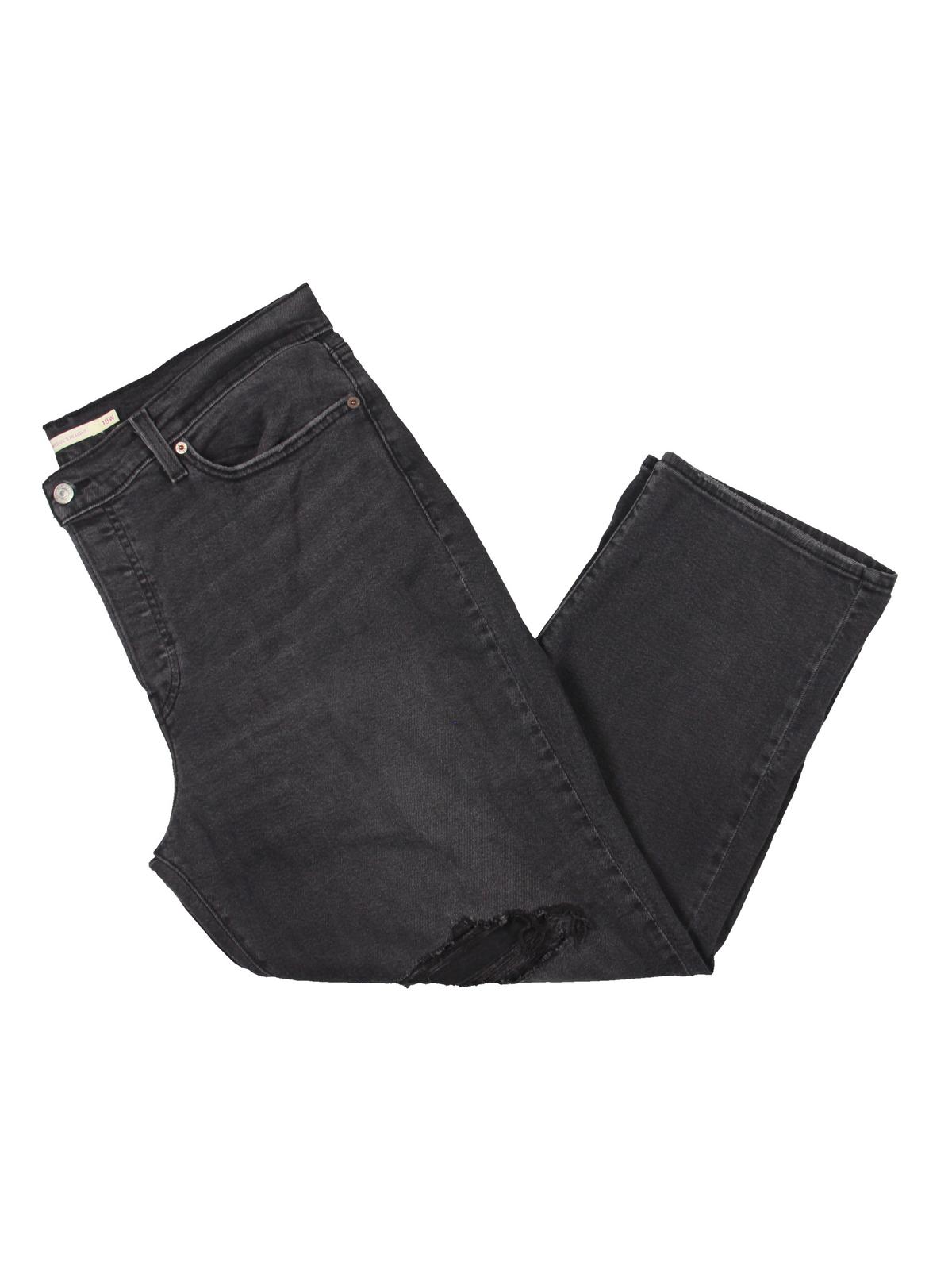 Плюс Wedgie женские потертые темные прямые джинсы Levi's, черный
Плюс Wedgie женские потертые темные прямые джинсы Levi's, черный