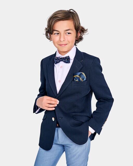 Вязаная куртка для мальчика с карманами-клапанами Spagnolo, темно-синий