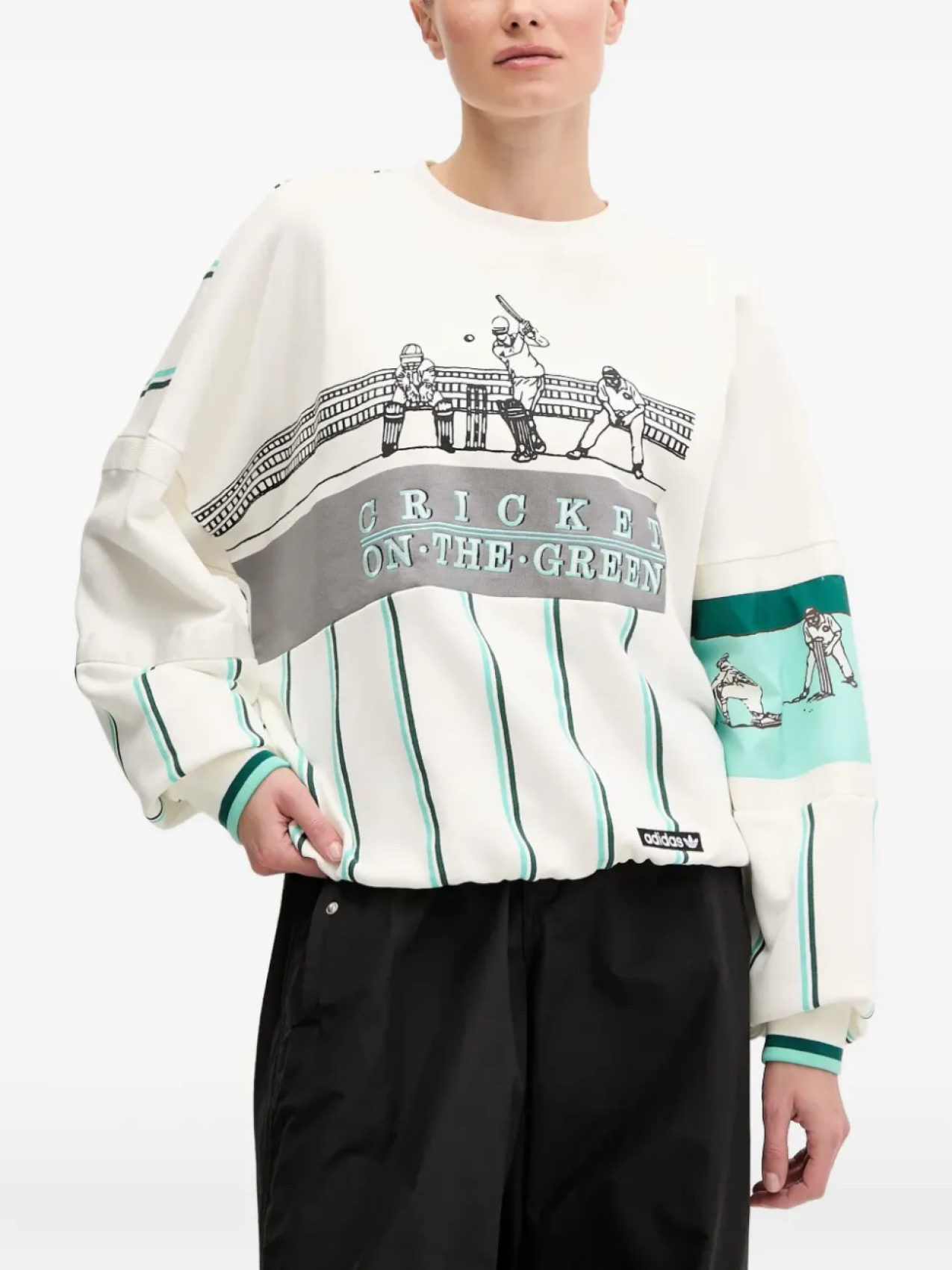 Полосатая толстовка с принтом крикета Adidas, белый
Полосатая толстовка с принтом крикета Adidas, белый