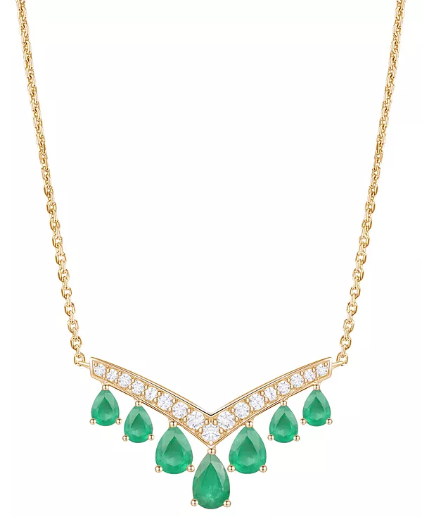 Колье с драгоценными камнями и бриллиантами (1/3 карата) из 14-каратного золота (также из 14-каратного белого золота) Macy'S, emerald
Колье с драгоценными камнями и бриллиантами (1/3 карата) из 14-каратного золота (также из 14-каратного белого золота) Macy'S, emerald