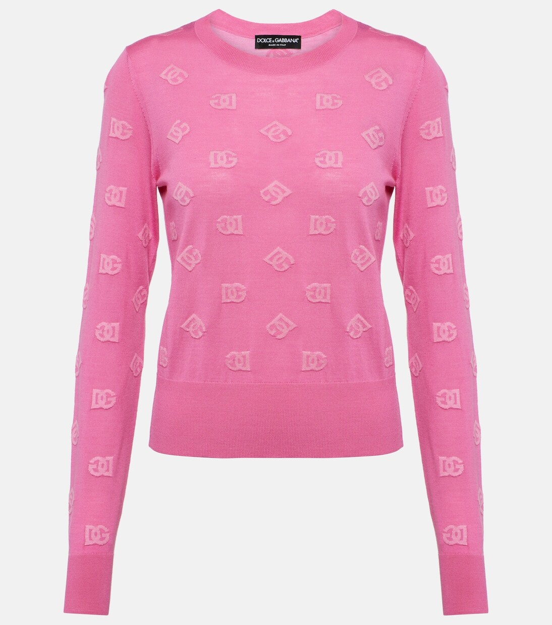 Жаккардовый свитер из шерсти и шелка Dolce&Gabbana, розовый 
Жаккардовый свитер из шерсти и шелка Dolce&Gabbana, розовый