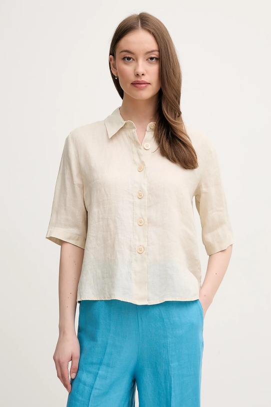 Льняная рубашка United Colors Of Benetton, бежевый 
Льняная рубашка United Colors Of Benetton, бежевый