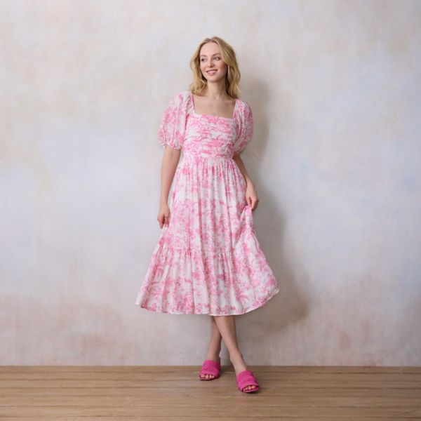 Женское платье миди с квадратным вырезом и плиссированным лифом Lc Lauren Conrad, цвет red tropical toile 
Женское платье миди с квадратным вырезом и плиссированным лифом Lc Lauren Conrad, цвет red tropical toile