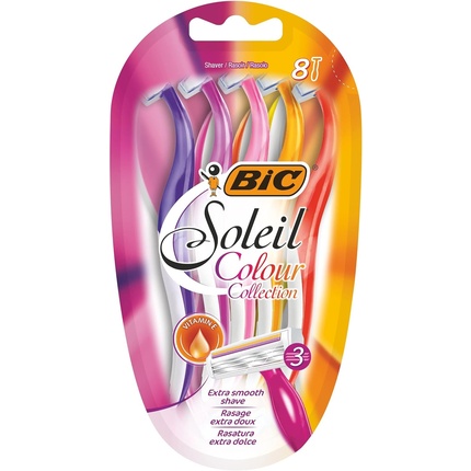 Бритвы Miss Soleil Color Collection с тремя лезвиями для женщин, удобной ручкой и смазывающими полосками, 8 бритв, разноцветные — упаковка из 8 шт Bic
Бритвы Miss Soleil Color Collection с тремя лезвиями для женщин, удобной ручкой и смазывающими полосками, 8 бритв, разноцветные — упаковка из 8 шт Bic