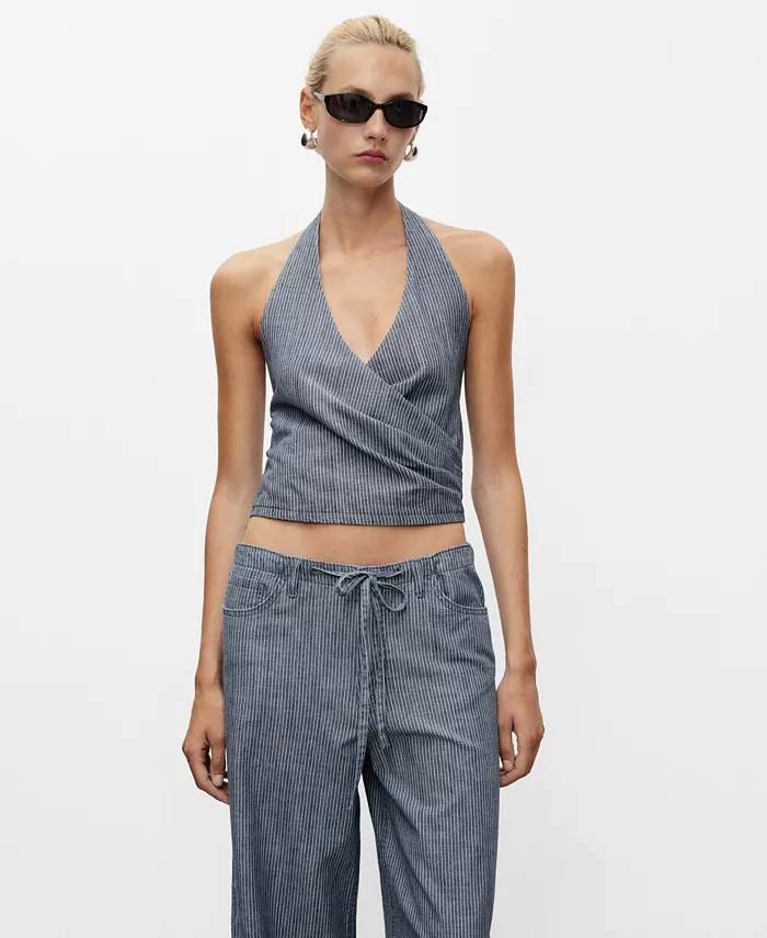 Женский полосатый джинсовый топ с перекрещивающимися бретелями MANGO, синий
Женский полосатый джинсовый топ с перекрещивающимися бретелями MANGO, синий