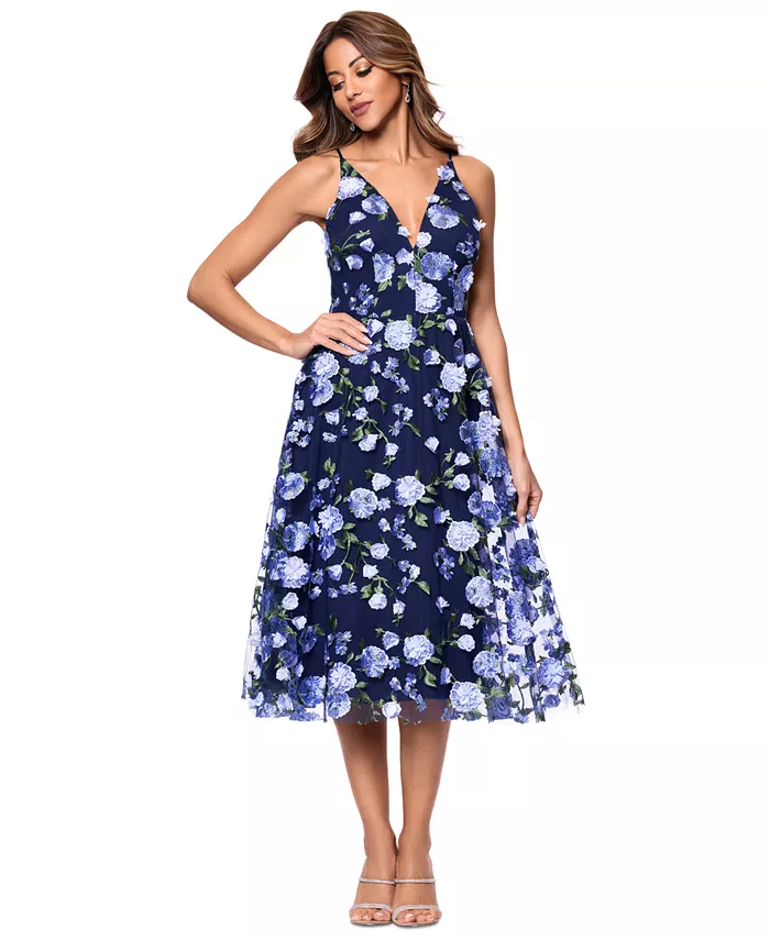 Женское платье без рукавов с цветочной вышивкой, облегающее и расклешенное XSCAPE, синий
Женское платье без рукавов с цветочной вышивкой, облегающее и расклешенное XSCAPE, синий