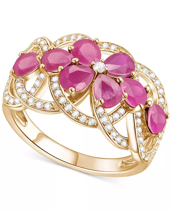 Ажурное кольцо в виде цветка с изумрудом (2-1/4 карата) и бриллиантом (1/4 карата) из 14-каратного золота (также с рубинами и сапфирами) Macy'S, ruby
Ажурное кольцо в виде цветка с изумрудом (2-1/4 карата) и бриллиантом (1/4 карата) из 14-каратного золота (также с рубинами и сапфирами) Macy'S, ruby