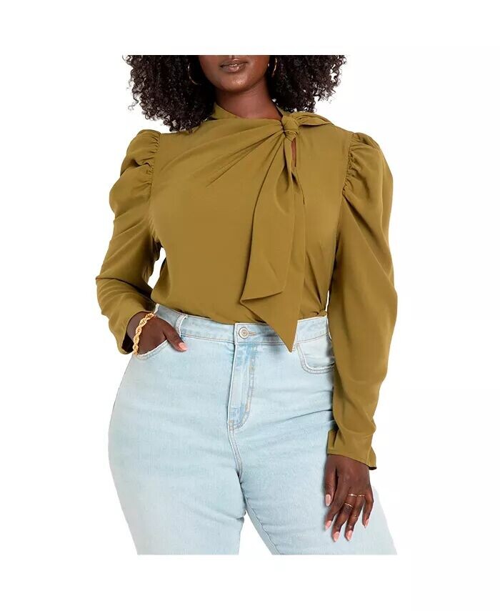 Блузка больших размеров с драпировкой спереди ELOQUII, зеленый
Блузка больших размеров с драпировкой спереди ELOQUII, зеленый