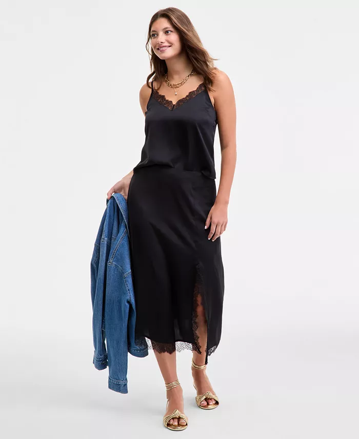 Женская юбка-комбинация с кружевной отделкой On 34th, черный 
Женская юбка-комбинация с кружевной отделкой On 34th, черный