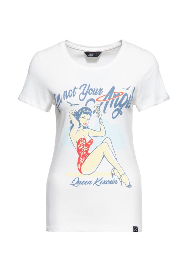 Футболка с принтом спереди в винтажном стиле «Я не твой ангел» Queen Kerosin, белый
Футболка с принтом спереди в винтажном стиле «Я не твой ангел» Queen Kerosin, белый